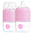 PopYum 5oz Anti-Colic Baby Bottle for Breast and Formula Feeding, 2-Pack, Pink, #1 Slow Flow Nipples - PopYum