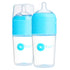 PopYum 9oz Anti-Colic Baby Bottle for Breast and Formula Feeding, 2-Pack, Blue, #2 Medium Flow Nipples - PopYum