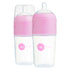 PopYum 9oz Anti-Colic Baby Bottle for Breast and Formula Feeding, 2-Pack, Pink, #2 Medium Flow Nipples - PopYum