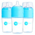 PopYum 9oz Anti-Colic Baby Bottle for  for Breast and Formula Feeding, 3-Pack, Blue, #2 Medium Flow Nipples - PopYum
