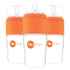 PopYum 9oz Anti-Colic Baby Bottle for Breast and Formula Feeding, 3-Pack, Orange, #2 Medium Flow Nipples - PopYum