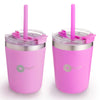 PopYum 9oz Insulated Stainless Steel Kids’ Cups with Lid and Straw, 2-Pack, Purple & Pink, stackable, sippy, baby, child, toddler, tumbler - PopYum