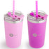 PopYum 13oz Insulated Stainless Steel Kids’ Cups with Lid and Straw, 2-Pack, Purple & Pink, stackable, sippy, baby, child, toddler, tumbler - PopYum