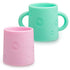 PopYum Silicone Training Cup 2-Pack for Baby and Toddler, handles, BPA Free, self feeding training, tumbler (mint green and pastel pink) - PopYum