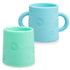 PopYum Silicone Training Cup 2-Pack for Baby and Toddler, handles, BPA Free, self feeding training, tumbler (sky blue and mint green) - PopYum