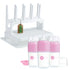 PopYum 9 oz Pink Formula Making Baby Bottle 3-Pk with White Drying Rack & Clear Drying Mat Bundle - PopYum