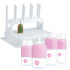 PopYum Pink Baby Bottle Set 4-Pack with White Drying Rack & Clear Drying Mat Bundle - PopYum