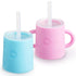 PopYum Silicone Training Cup with Straw Lid 2-Pack for Baby, Infant and Toddler, Tumbler, Sippy, handles, 5 ounce (blue, pink) - PopYum