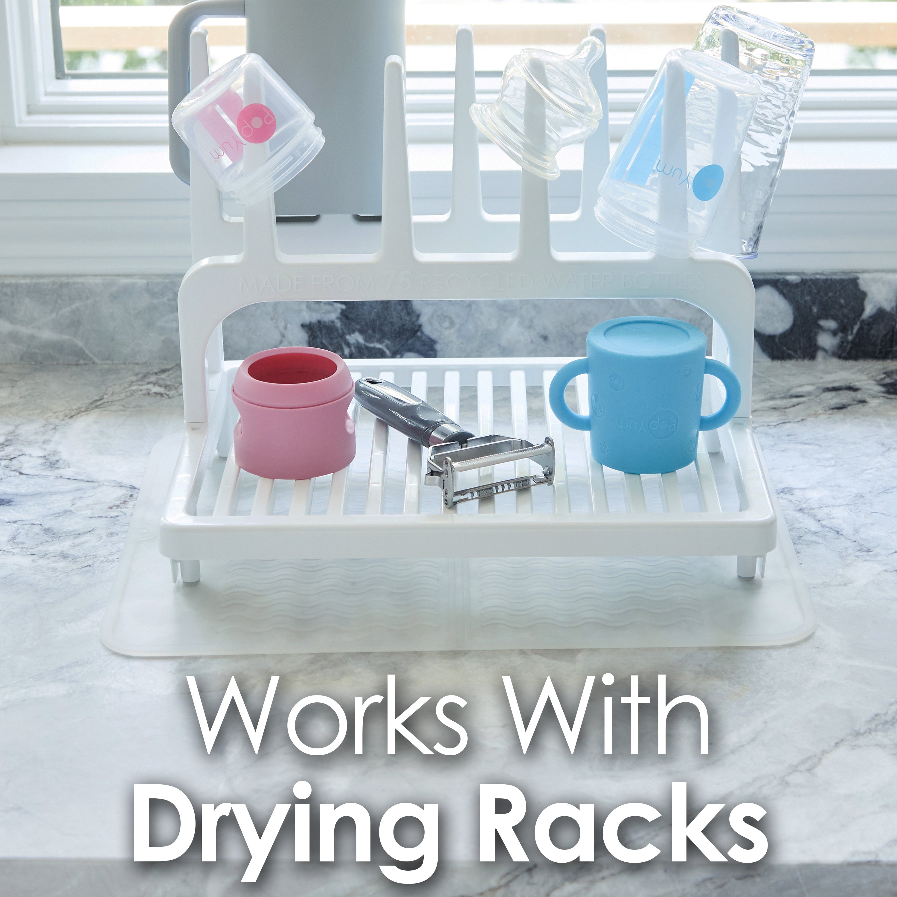 PopYum Silicone Drying Mat (12x16 in, 30x40 cm), Clear-Frosted - PopYum