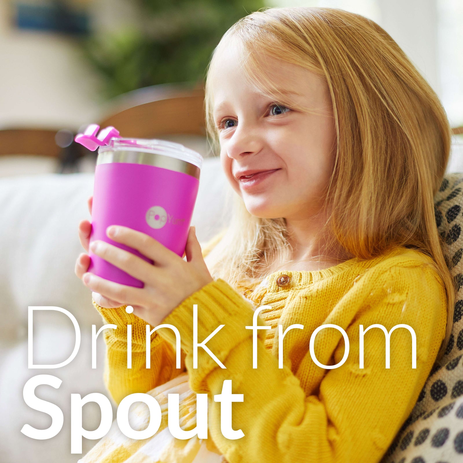 PopYum 9oz Insulated Stainless Steel Kids’ Cups with Lid and Straw, 2-Pack, Purple & Pink, stackable, sippy, baby, child, toddler, tumbler - PopYum