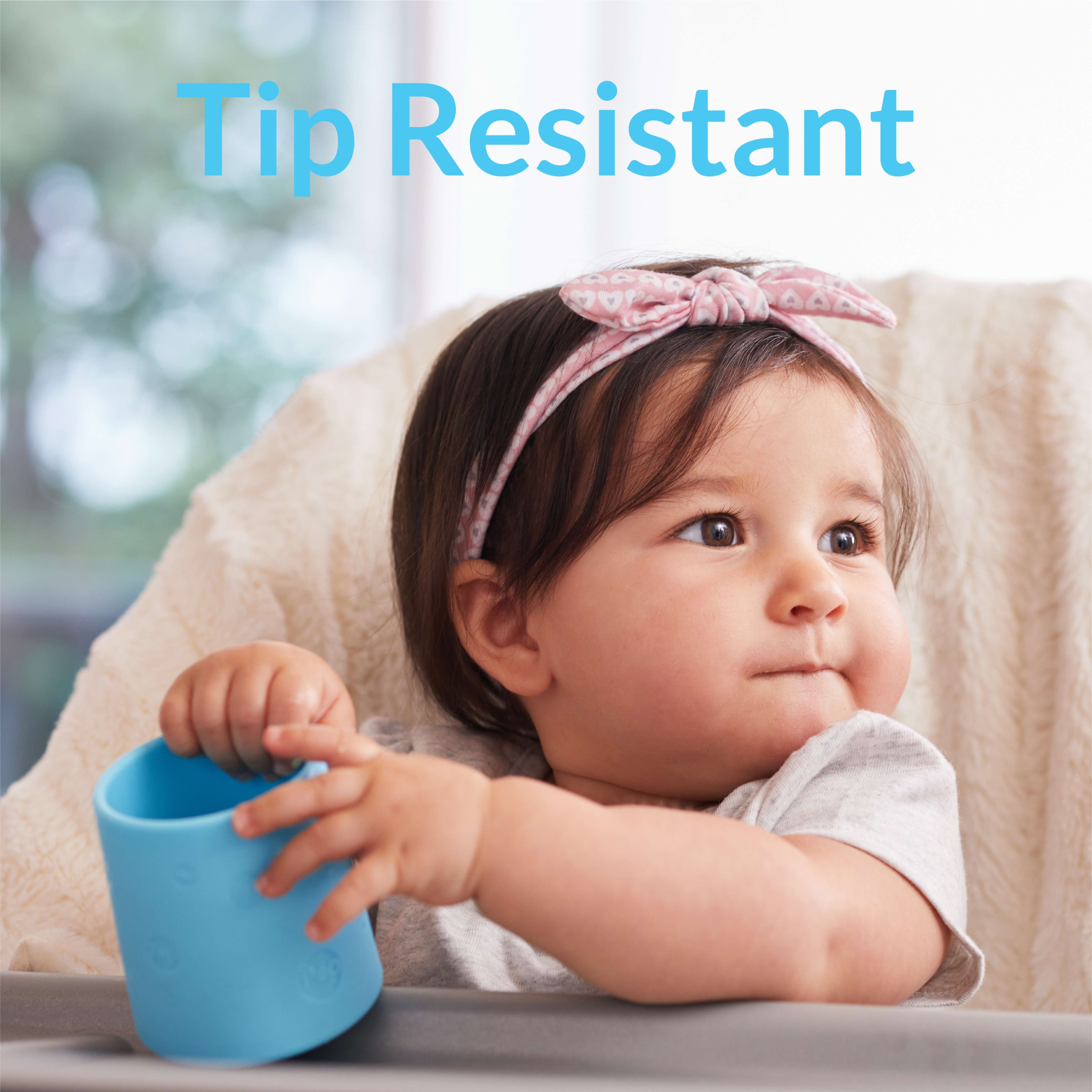 PopYum Silicone Training Cup 2-Pack for Baby and Toddler, handles, BPA Free, self feeding training, tumbler (mint green and pastel pink) - PopYum