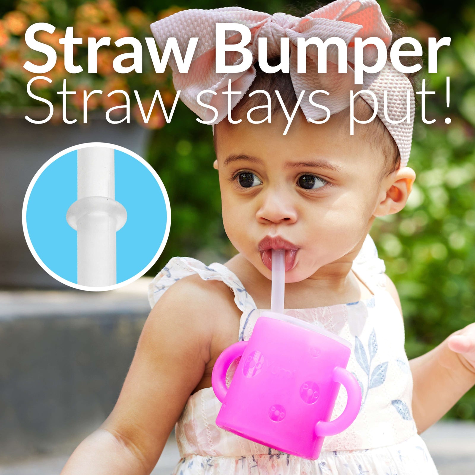 PopYum Silicone Training Cup with Straw + Lid 2-Pack for Baby, Infant and Toddler, Tumbler, Sippy, handles, 5 ounce (blue, orange) - PopYum