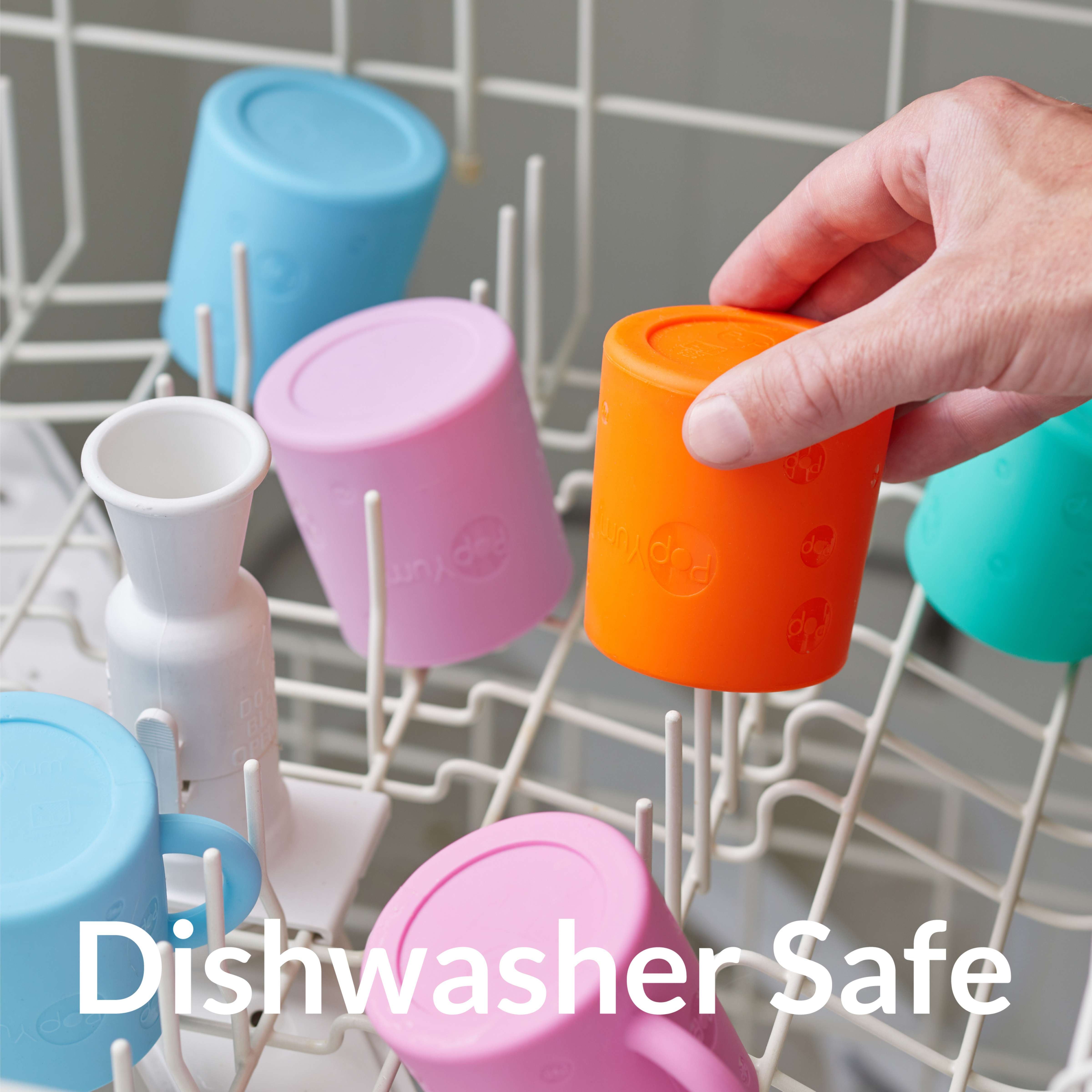 PopYum Silicone Training Cup 2-Pack for Baby and Toddler, handles, BPA Free, self feeding training, tumbler (sky blue and mint green) - PopYum