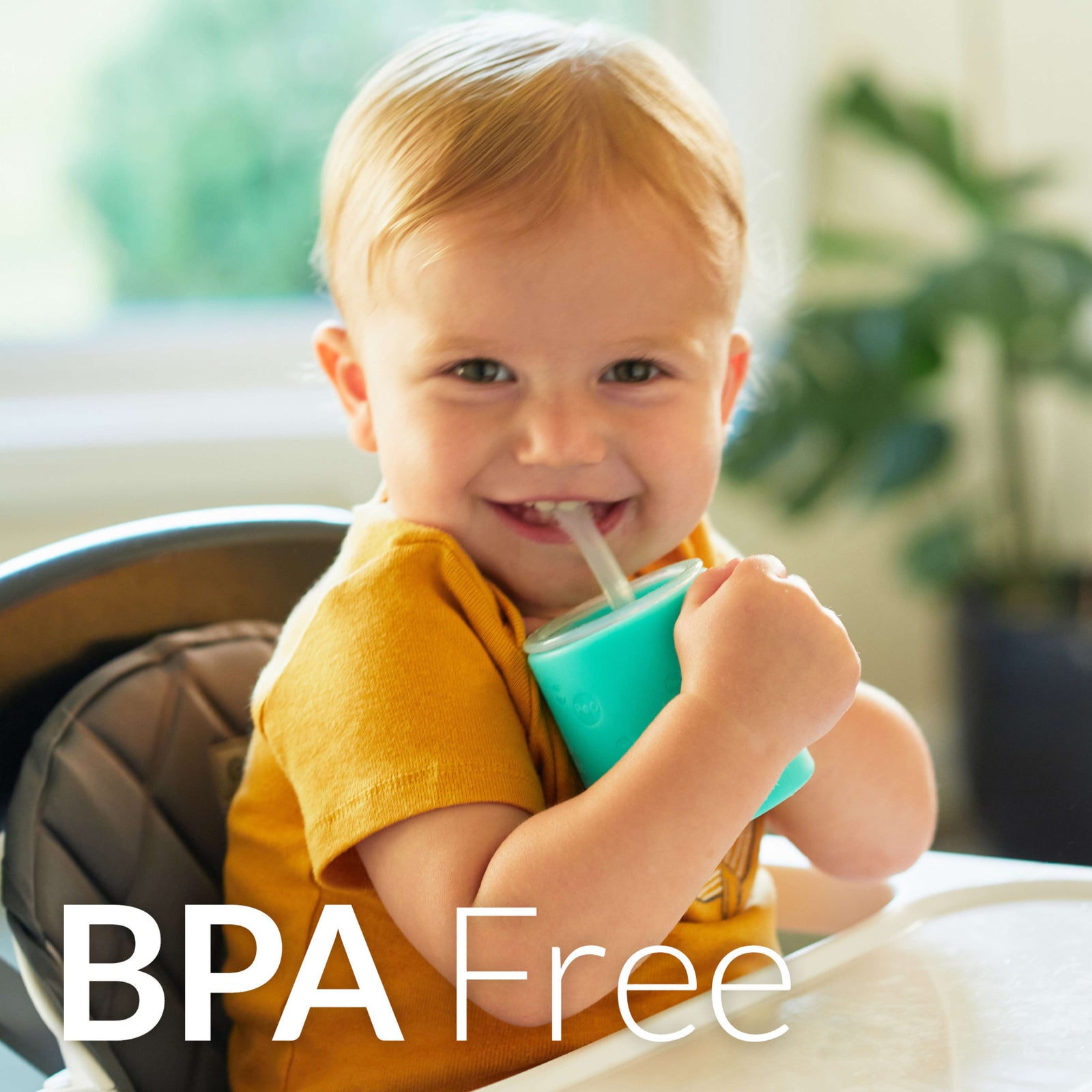 PopYum Silicone Training Cup with Straw + Lid 2-Pack for Baby, Infant and Toddler, Tumbler, Sippy, handles, 5 ounce (blue, orange) - PopYum