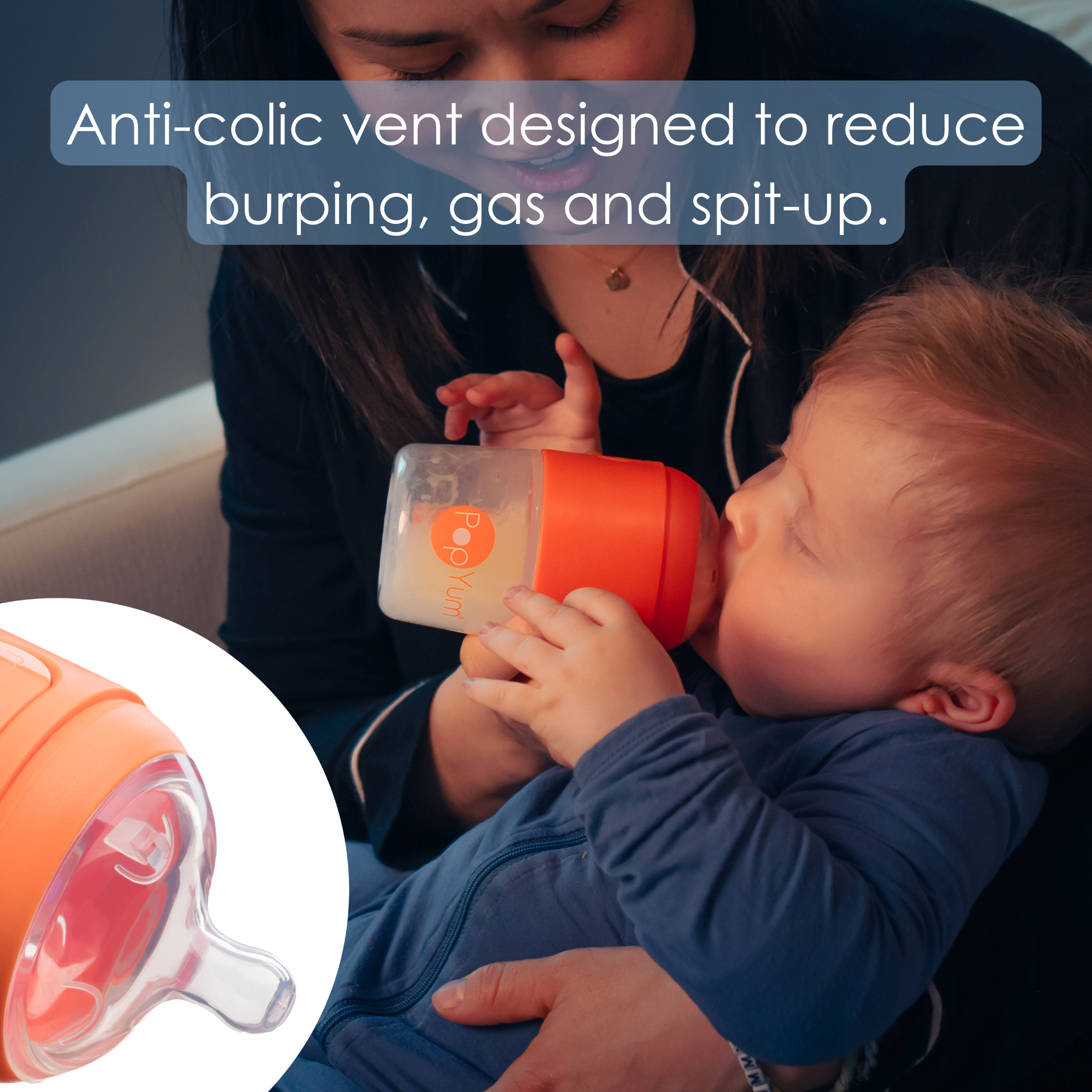 PopYum Orange 7 Piece Bundle: 9oz Bottle 3-Pack + 2 Nipple 2-Packs