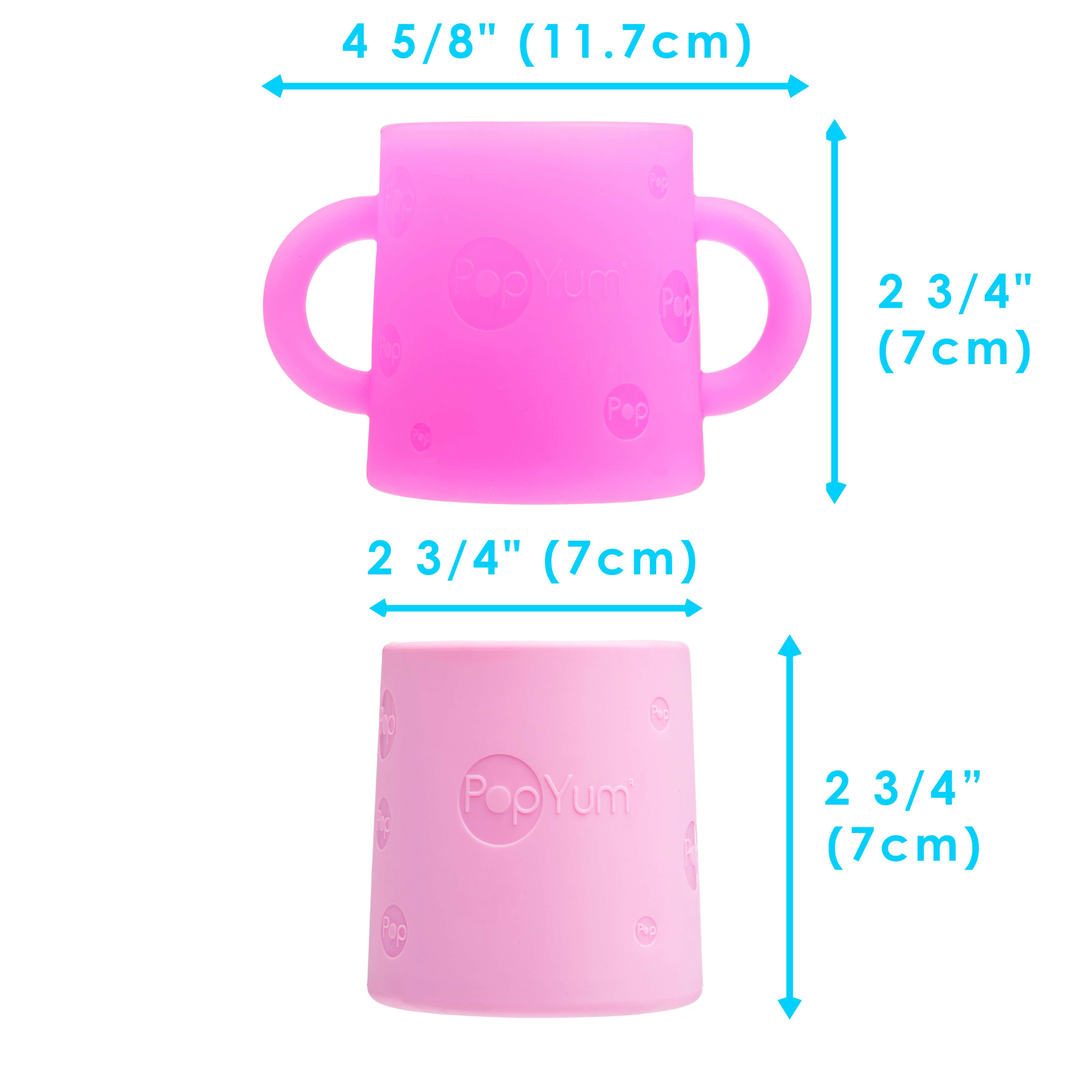 PopYum Silicone Training Cup 2-Pack for Baby and Toddler, handles, BPA Free, self feeding training, tumbler (electric purple and orchid pink) - PopYum