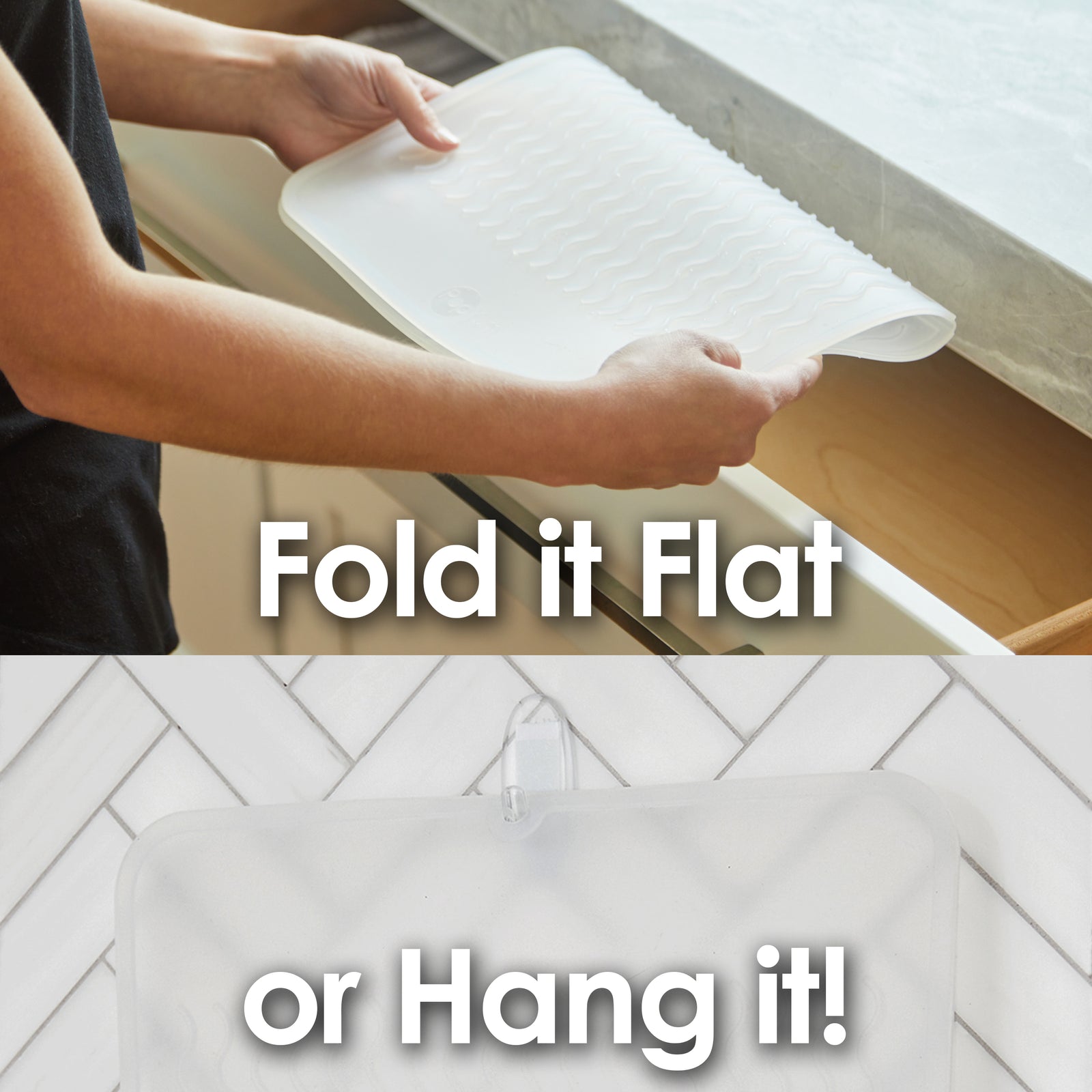 PopYum Silicone Drying Mat (12x16 in, 30x40 cm), Clear-Frosted - PopYum