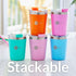 PopYum 9oz Insulated Stainless Steel Kids’ Cups with Lid and Straw, 2-Pack, Blue & Green, stackable, sippy, baby, child, toddler, tumbler - PopYum