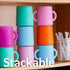 PopYum Silicone Training Cup with Straw Lid 2-Pack for Baby, Infant and Toddler, Tumbler, Sippy, handles, 5 ounce (blue, pink) - PopYum
