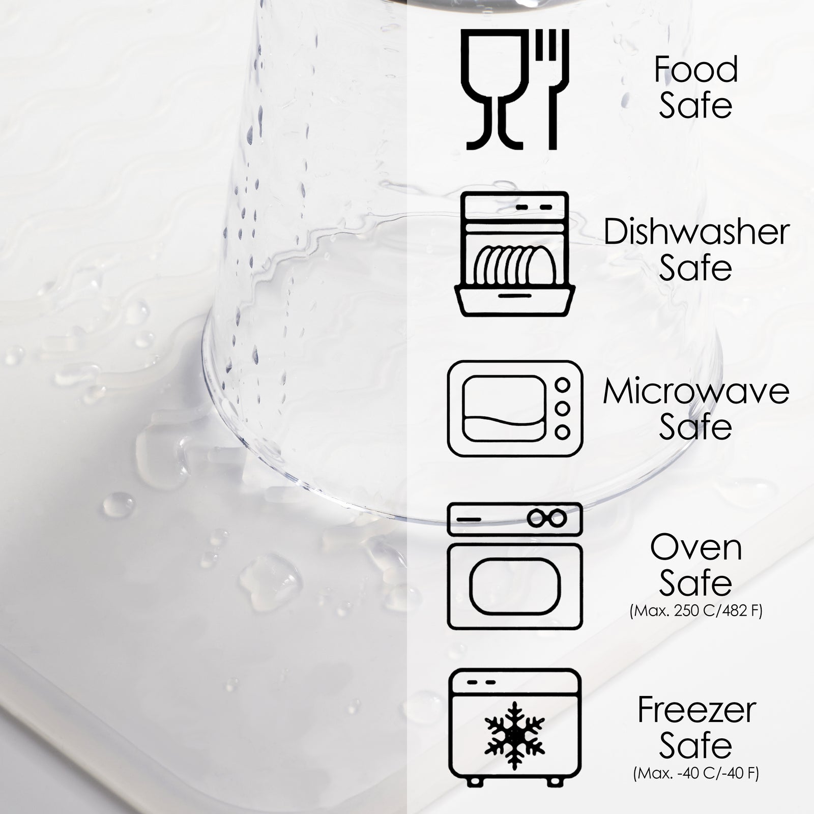 PopYum Silicone Drying Mat (12x16 in, 30x40 cm), Clear-Frosted - PopYum