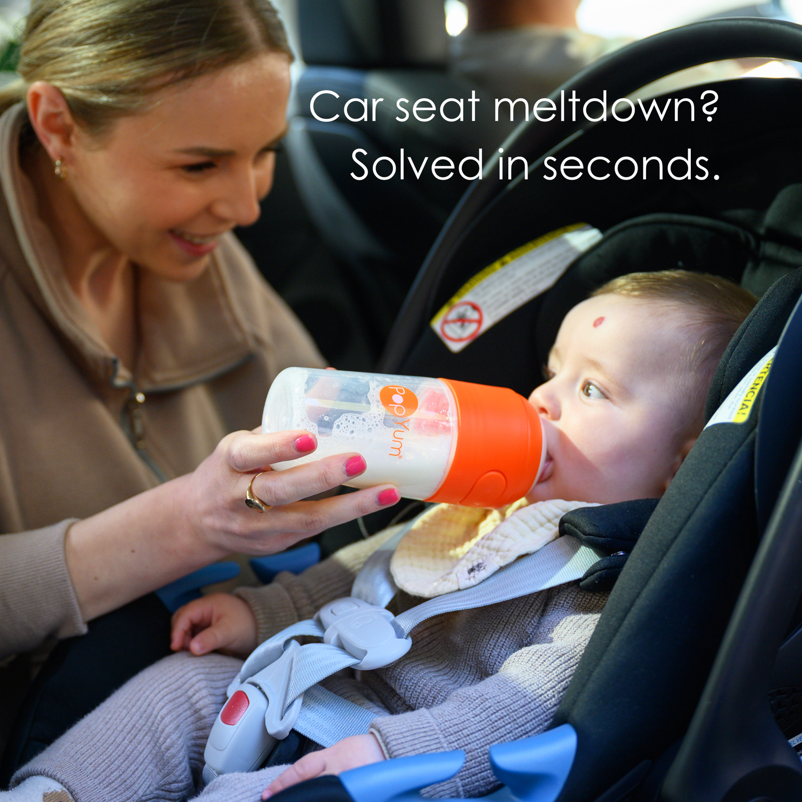 PopYum 5oz Anti-Colic Baby Bottle for Breast and Formula Feeding, Orange, #1 Slow Flow Nipple