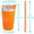PopYum 13oz Insulated Stainless Steel Kids’ Cups with Lid and Straw, 2-Pack, Orange & Blue, stackable, sippy, baby, child, toddler, tumbler - PopYum