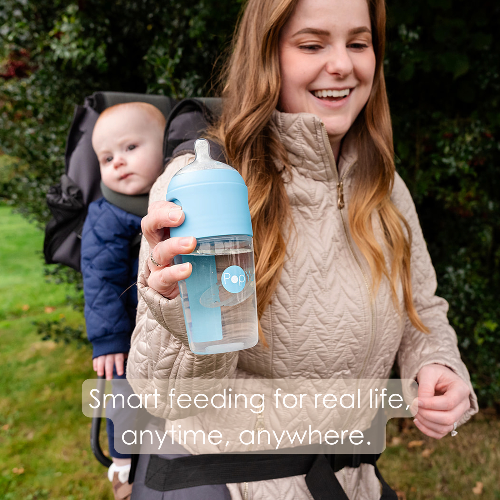 PopYum 5oz Anti-Colic Baby Bottle for Breast and Formula Feeding, Orange, #1 Slow Flow Nipple