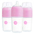PopYum 9oz Anti-Colic Baby Bottle for Breast and Formula Feeding, 3-Pack, Pink, #2 Medium Flow Nipples - PopYum