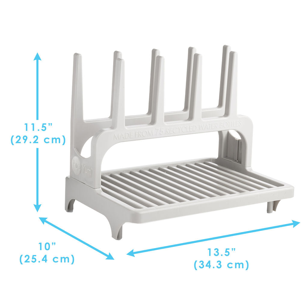PopYum Seattle Gray Space Saving Drying Rack from 100% Recycled Bottles, countertop for Baby Bottle, Plastic Bags, Cups, Glass, tumblers, Compact - PopYum