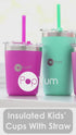 PopYum 13oz Insulated Stainless Steel Kids’ Cups with Lid and Straw, 2-Pack, Orange & Blue, stackable, sippy, baby, child, toddler, tumbler